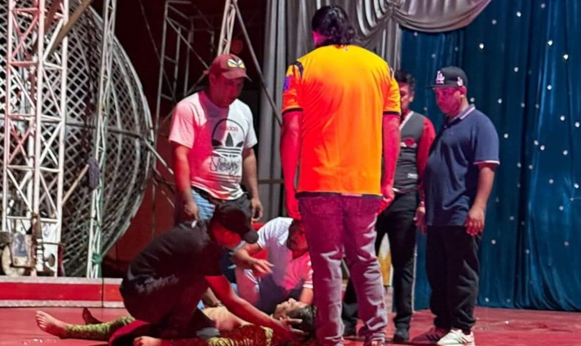 Trapecista sufrió una caída durante su presentación en un circo de La Libertad